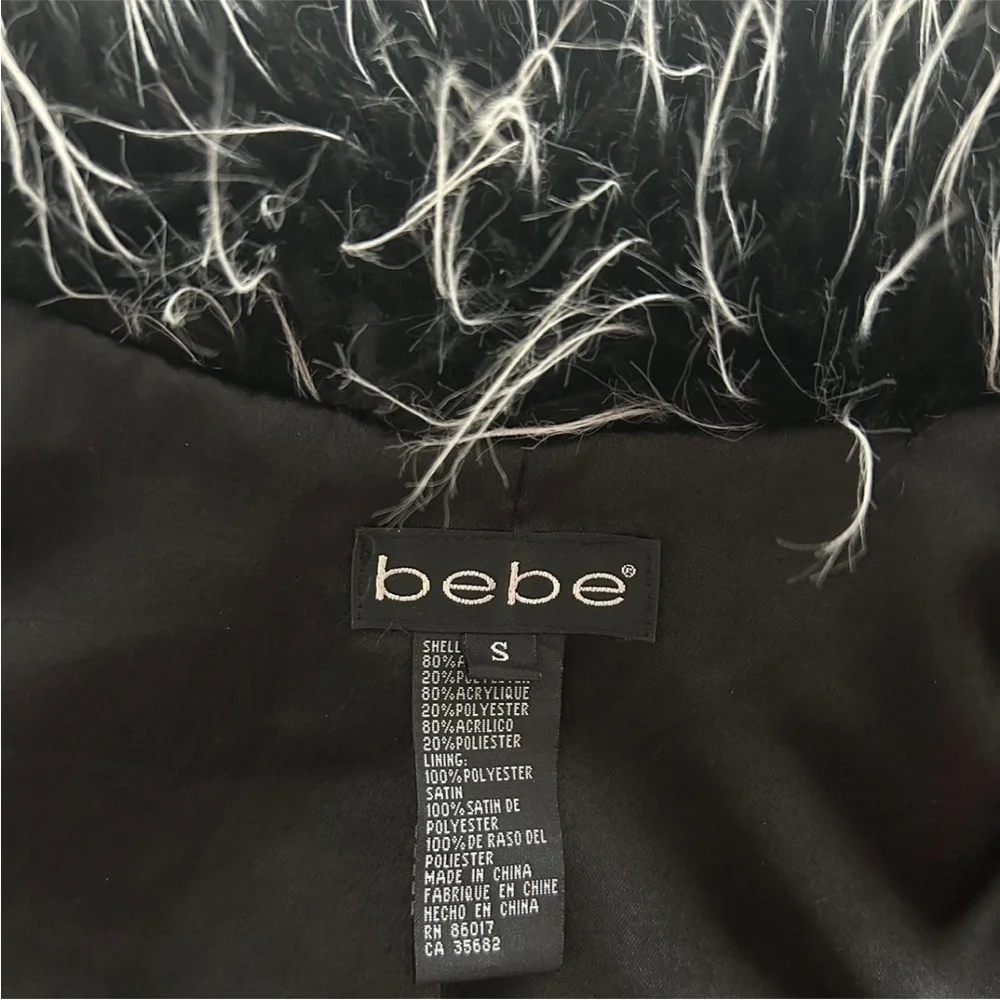 bebe Black and Gray Faux Fur Vest - Picture 3 of 4